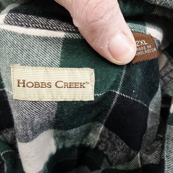 HOBBS CREEK GREEN CHECK LUMBERJACK FLANNEL BUTTON DOWN SHIRT MENS 2XL XXL - Picture 6 of 7
